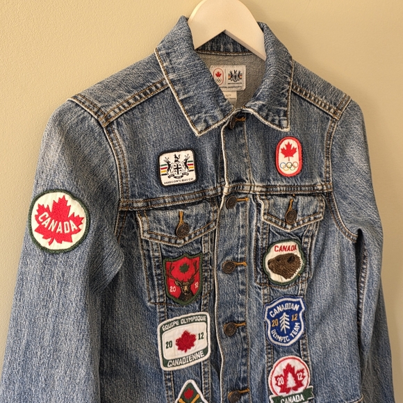 Hudson's Bay Company XS Vintage Y2K Olympics Patchwork Collectible Jean Jacket - Picture 7 of 14